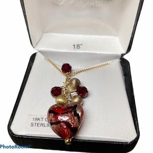 Red & Gold Charm Heart Necklace